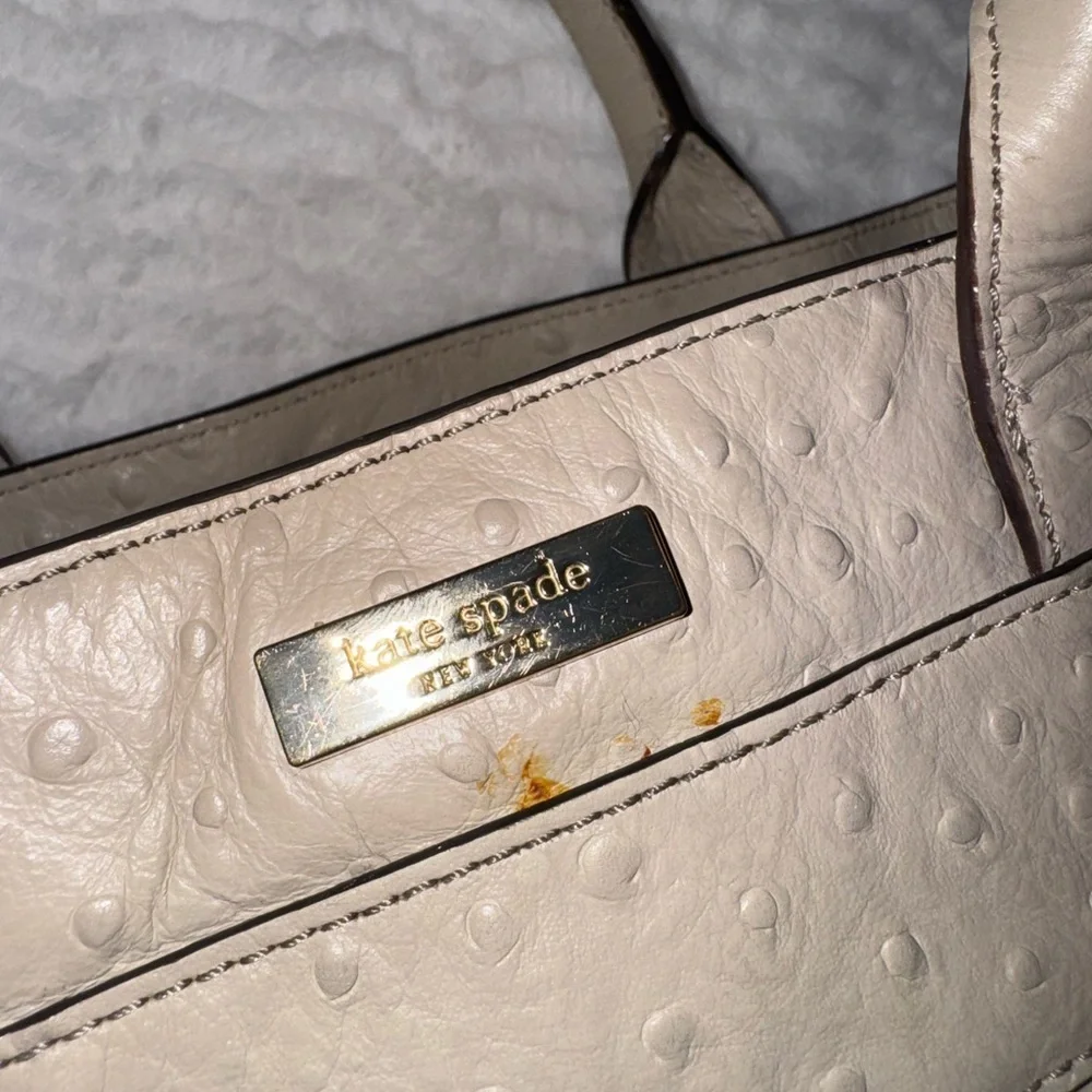Kate Spade Beige Ostrich-Embossed Satchel